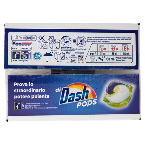 Dash Power Detersivo Lavatrice Liquido per Bucato +Azione Extra-Igienizzante 3x18=54 Lav. 3 x 990 ml